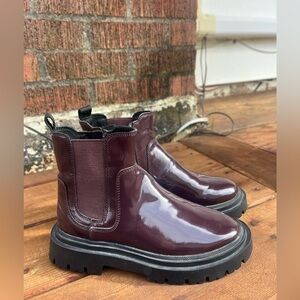 Zara Glossy Maroon Ankle Boots